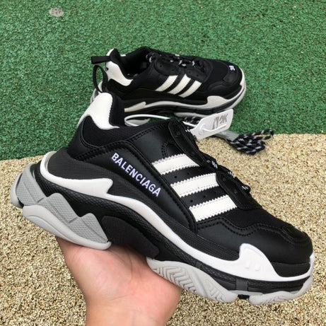 ChampKickz Shoes B@LENCIAGA x AD*DAS Triple S – 'Black-White'